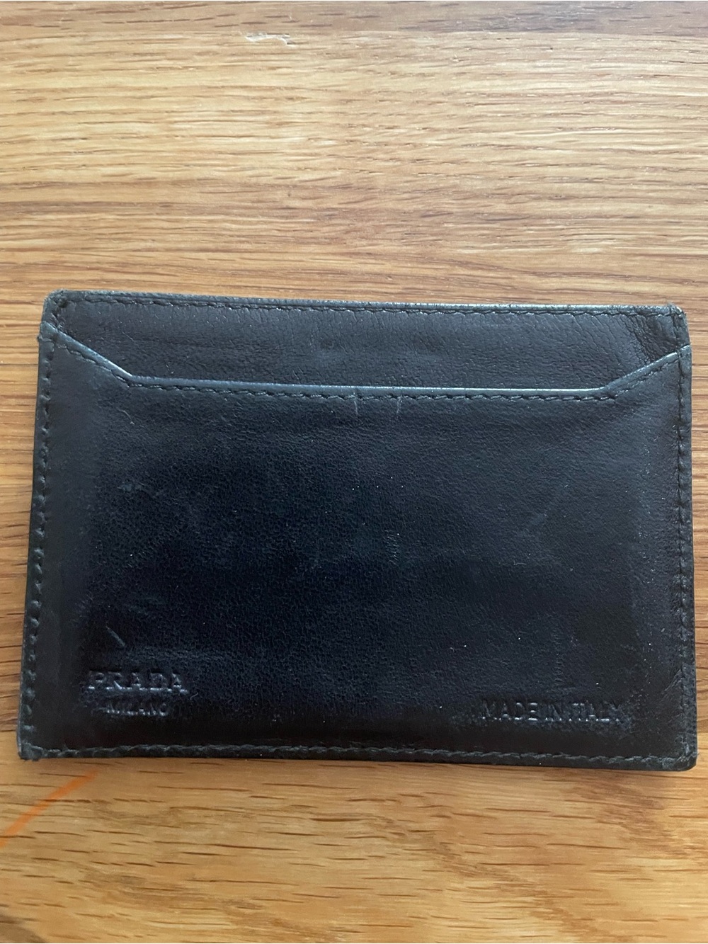 Prada Black Leather Slim Card Case  wallet - Picture 2 of 7